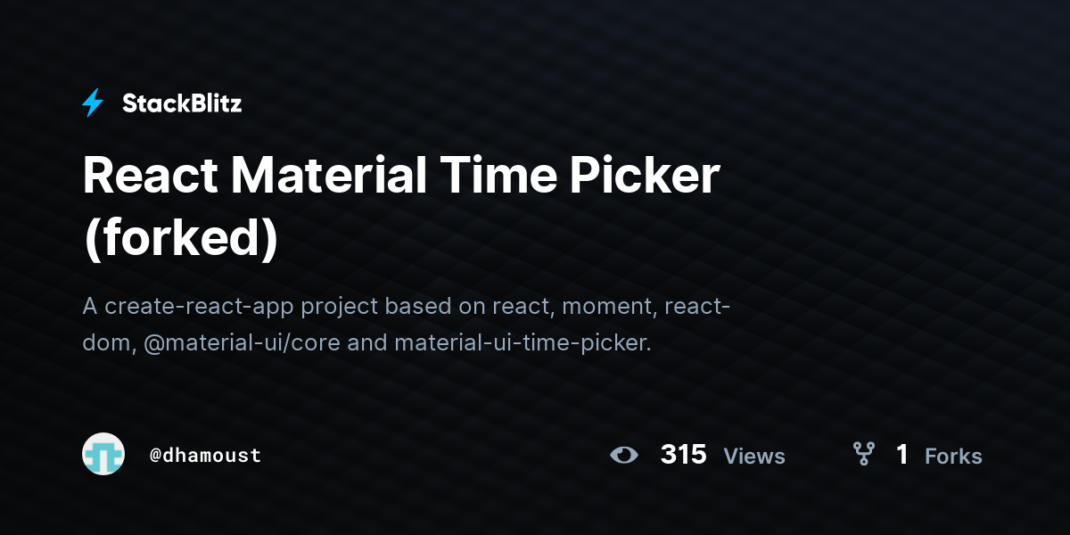 React Material Time Picker (forked) - StackBlitz