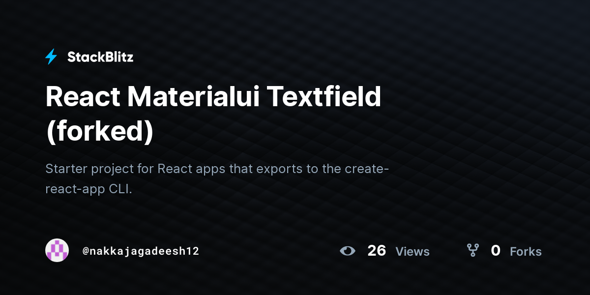 React Materialui Textfield (forked) - StackBlitz