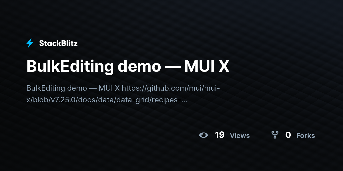 BulkEditing demo — MUI X - StackBlitz