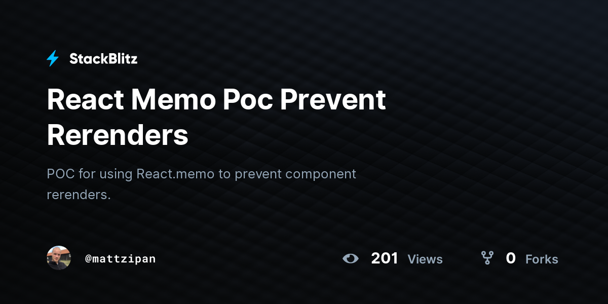 React Memo Poc Prevent Rerenders - StackBlitz