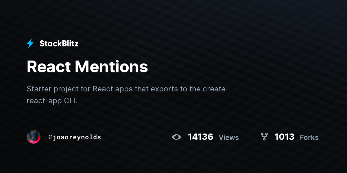 React Mentions - StackBlitz