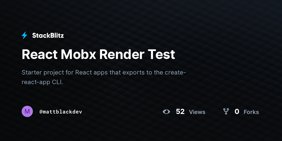 React Mobx Render Test - StackBlitz
