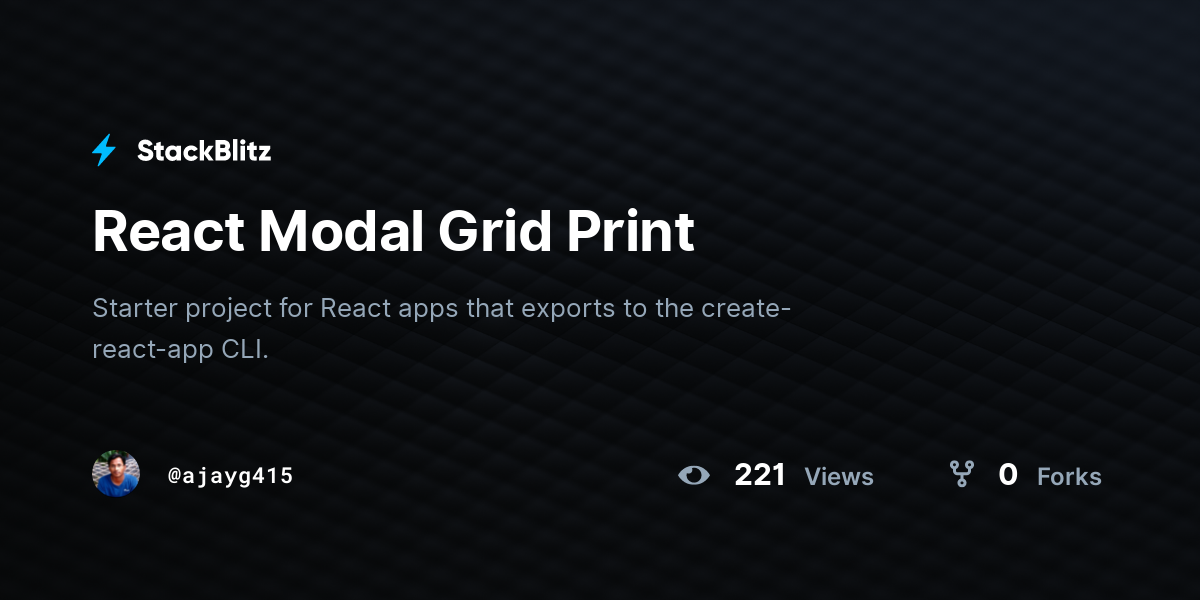 React Modal Grid Print - StackBlitz