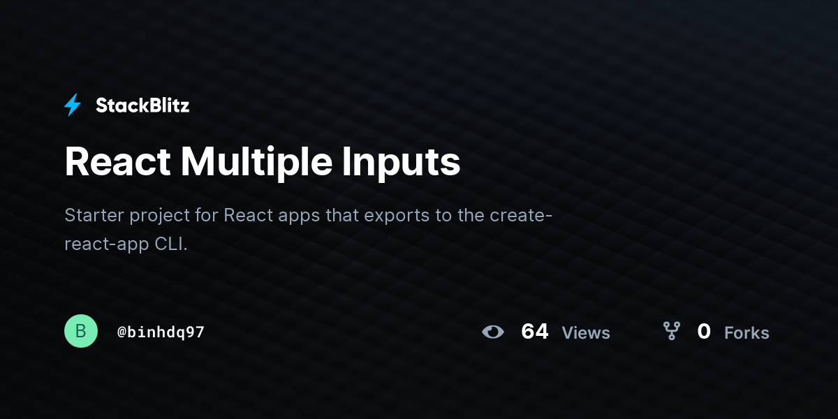 React Multiple Inputs - StackBlitz
