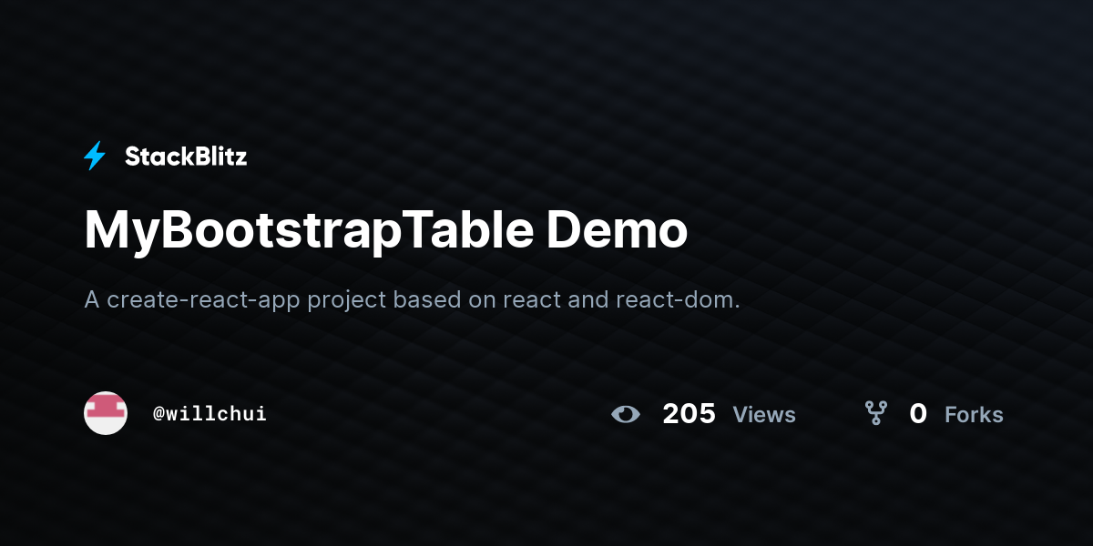MyBootstrapTable Demo - StackBlitz