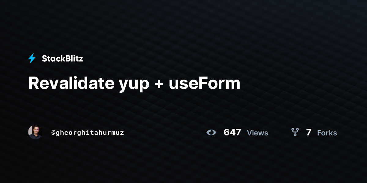 Revalidate yup + useForm - StackBlitz