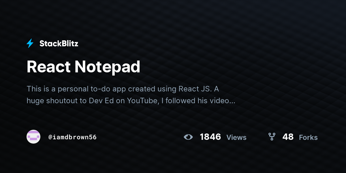 React Notepad - StackBlitz