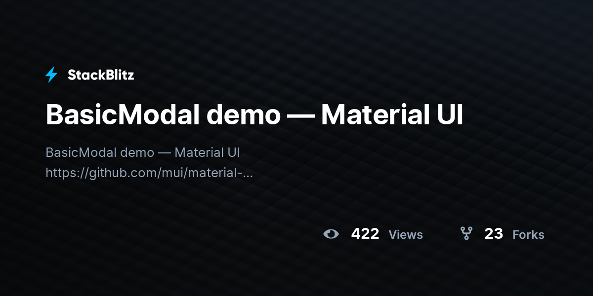 BasicModal demo — Material UI - StackBlitz