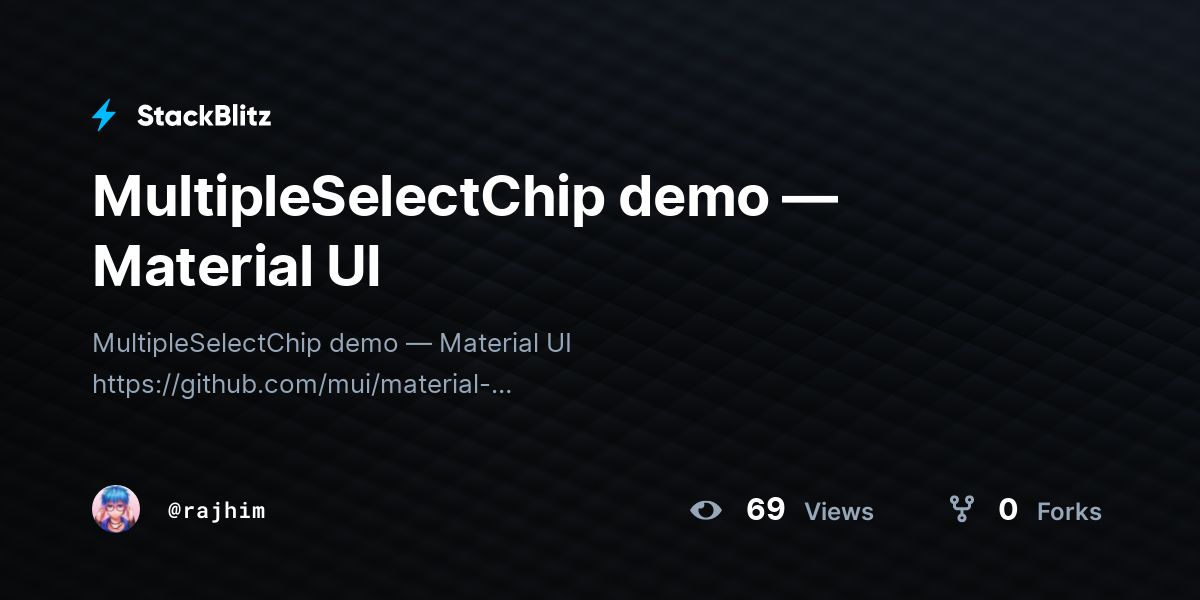 MultipleSelectChip demo — Material UI - StackBlitz