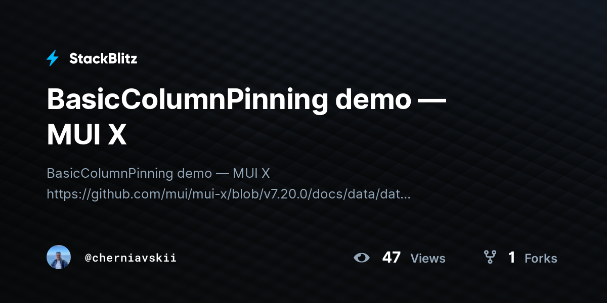 BasicColumnPinning demo — MUI X - StackBlitz