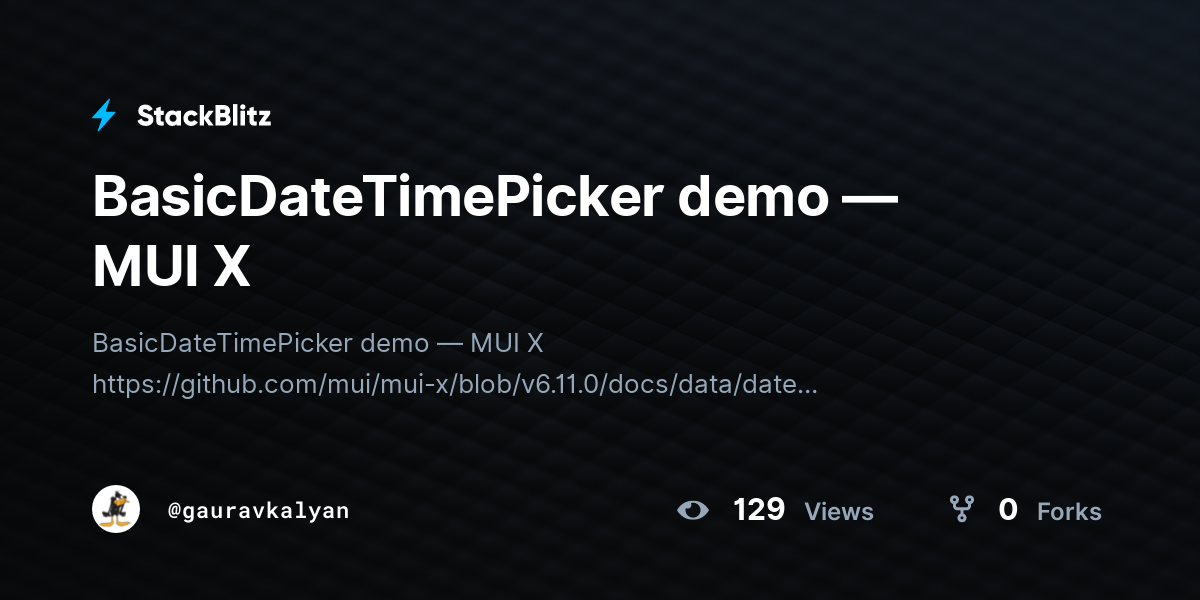 BasicDateTimePicker demo — MUI X - StackBlitz