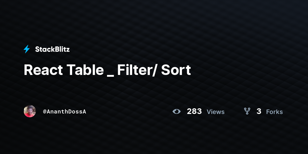 React Table Filter Sort StackBlitz