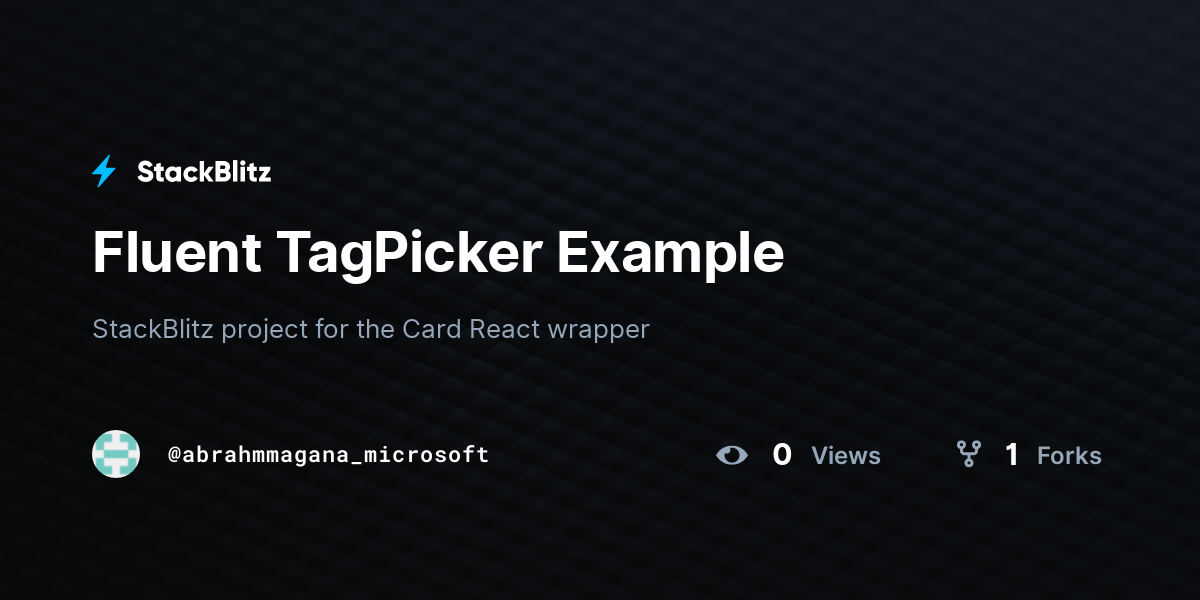 Fluent TagPicker Example - StackBlitz