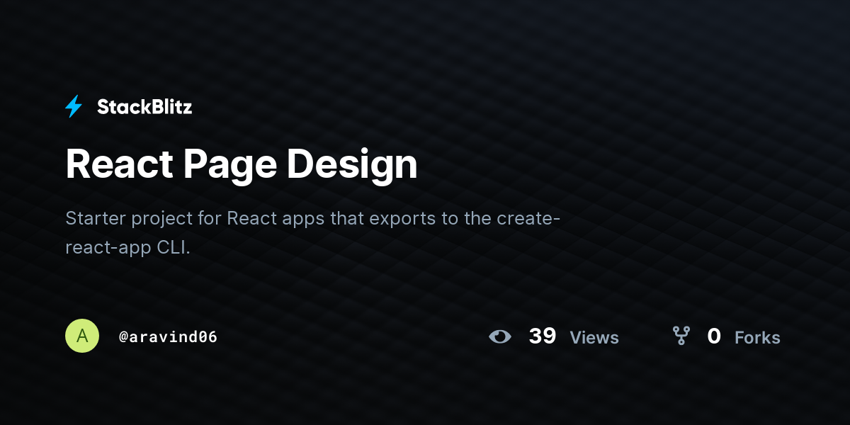 React Page Design - StackBlitz