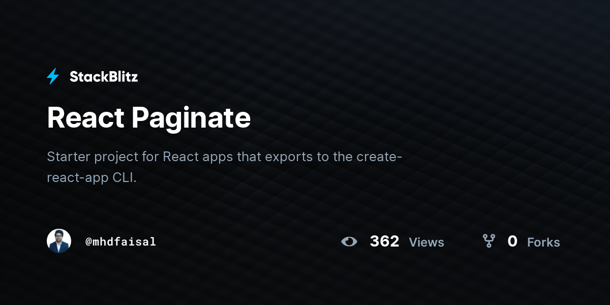 React Paginate - StackBlitz