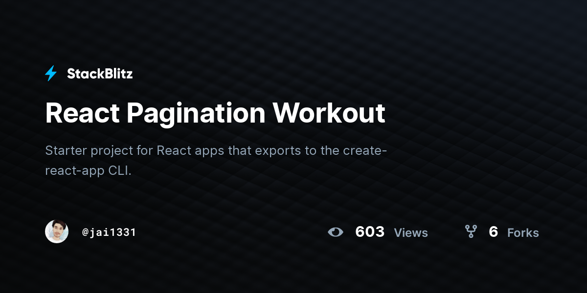 React Pagination Workout - StackBlitz