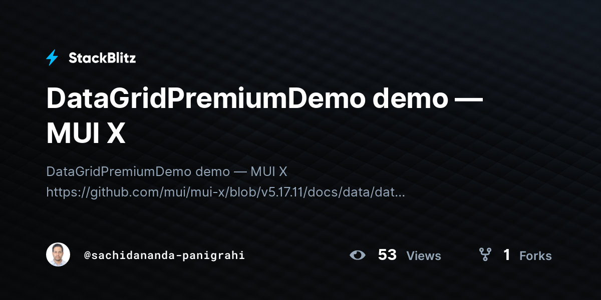 DataGridPremiumDemo demo — MUI X - StackBlitz
