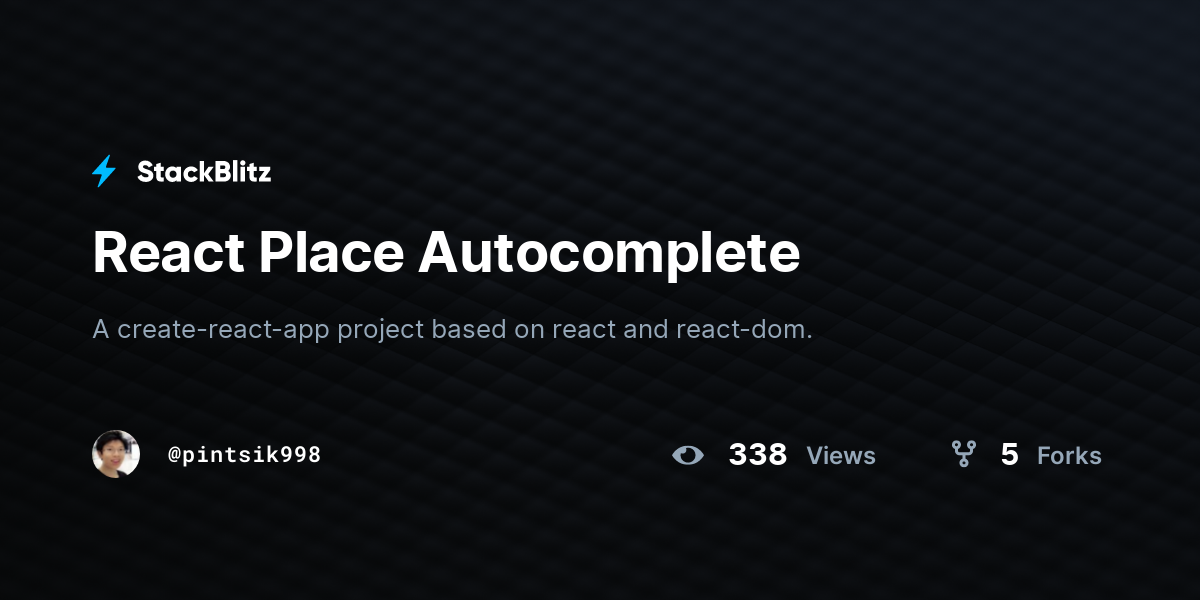 React Place Autocomplete - StackBlitz