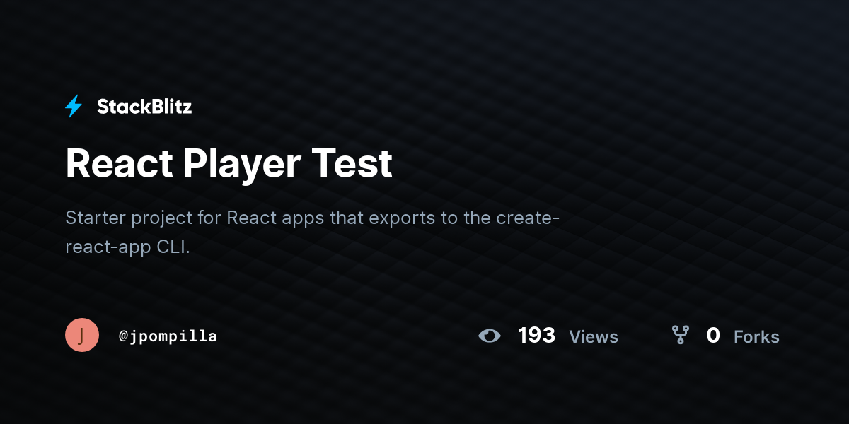 React Player Test - StackBlitz