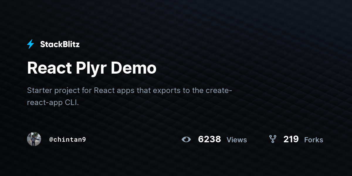 React Plyr Demo - StackBlitz