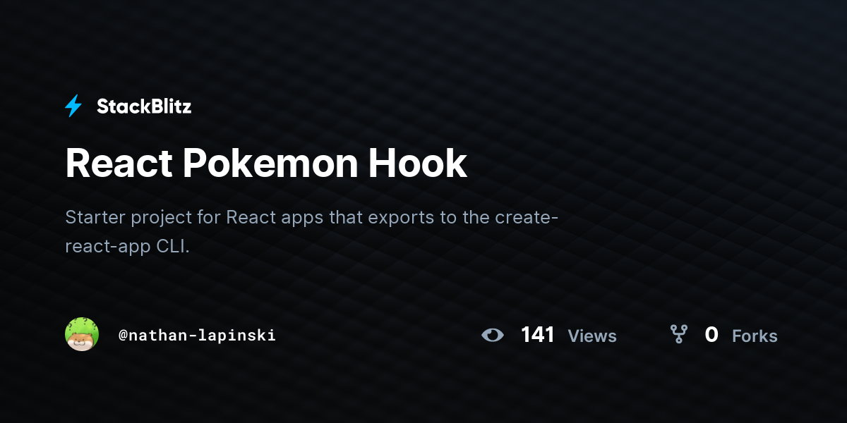 React Pokemon Hook - StackBlitz
