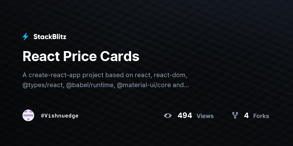 React Price Cards - StackBlitz