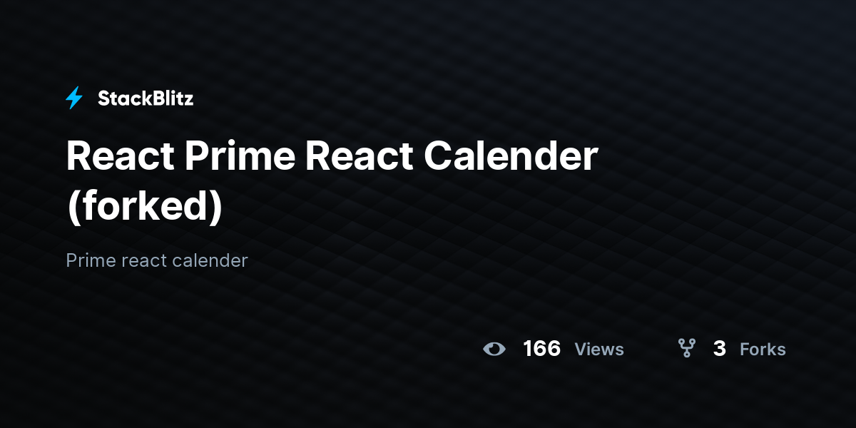 React Prime React Calender (forked) - StackBlitz