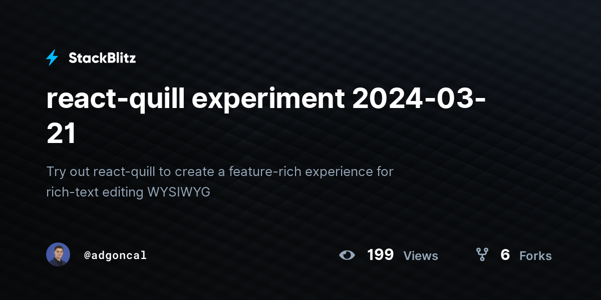 react-quill experiment 2024-03-21 - StackBlitz