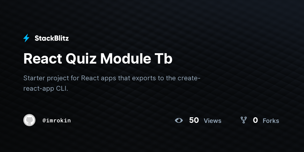 React Quiz Module Tb - StackBlitz
