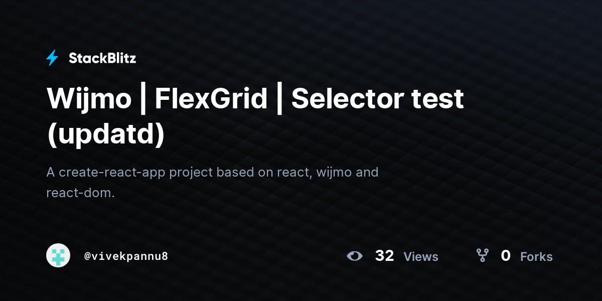 Wijmo | FlexGrid | Selector test (updatd) - StackBlitz