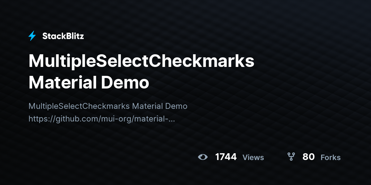 MultipleSelectCheckmarks Material Demo - StackBlitz