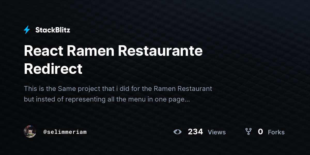 React Ramen Restaurante Redirect - StackBlitz