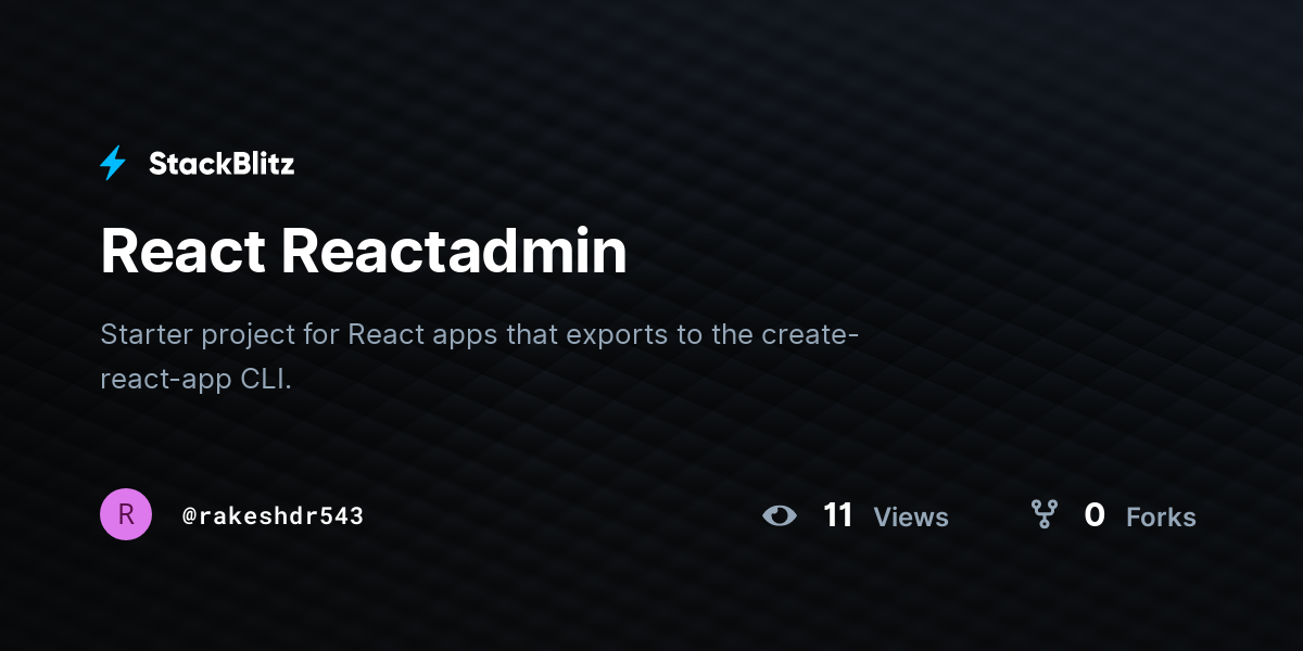 React Reactadmin - StackBlitz