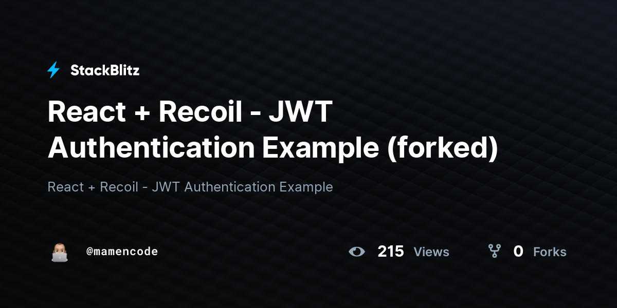 React + Recoil - JWT Authentication Example (forked) - StackBlitz