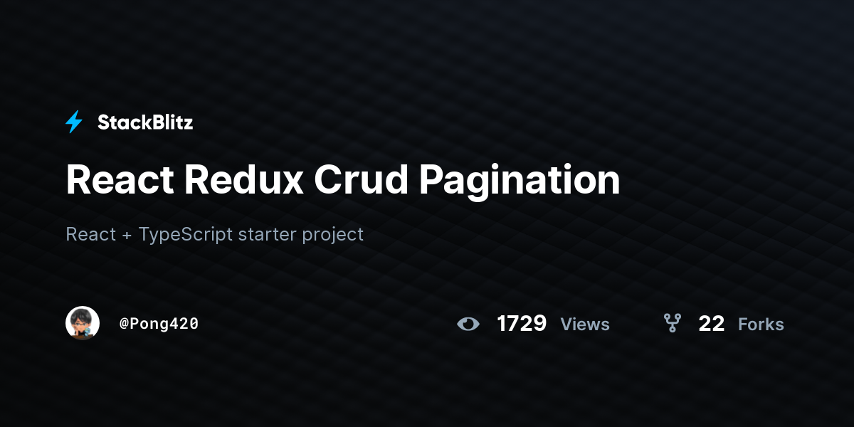 React Redux Crud Pagination - StackBlitz