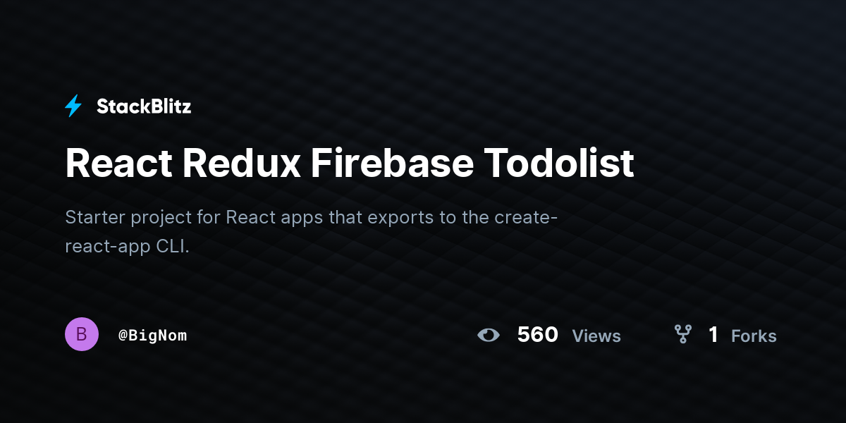 React Redux Firebase Todolist - StackBlitz
