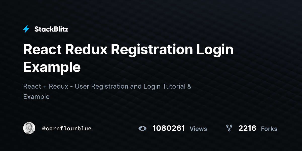 React Redux Registration Login Example - StackBlitz