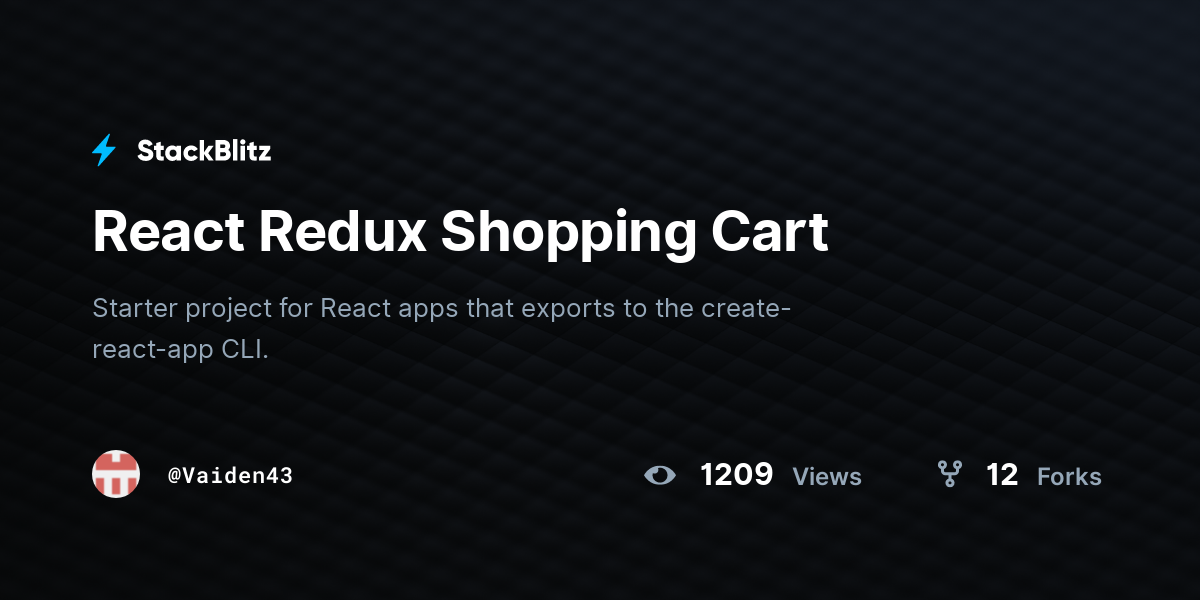 React Redux Shopping Cart - StackBlitz