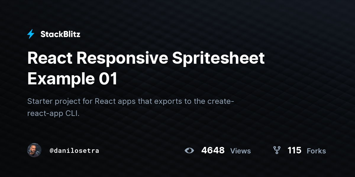 React Responsive Spritesheet Example 01 - StackBlitz