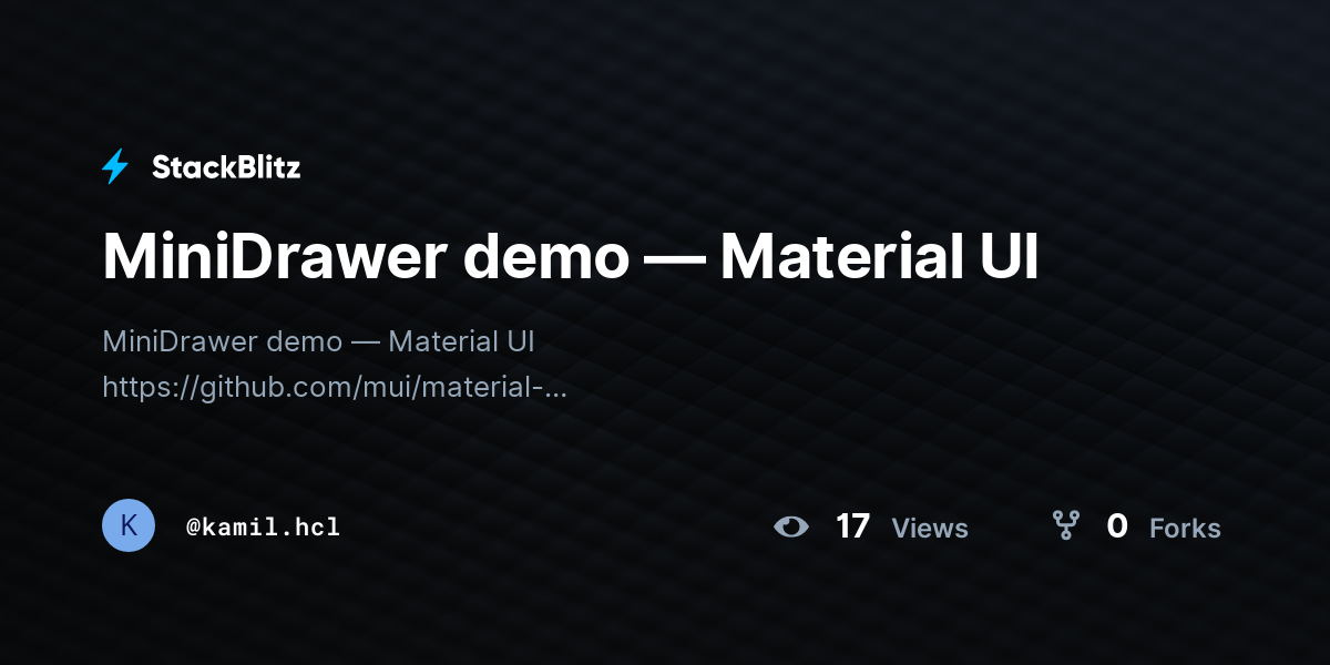 MiniDrawer demo — Material UI - StackBlitz