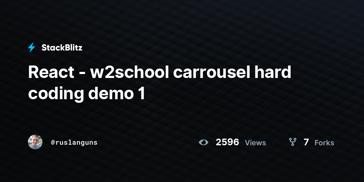 React - w2school carrousel hard coding demo 1 - StackBlitz