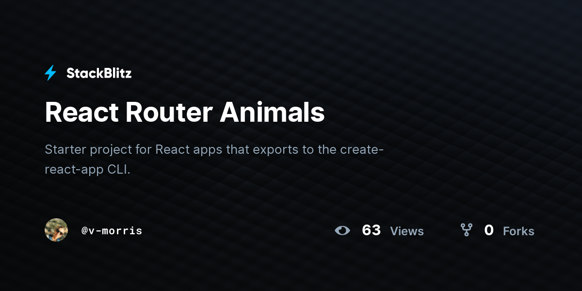 React Router Animals - StackBlitz