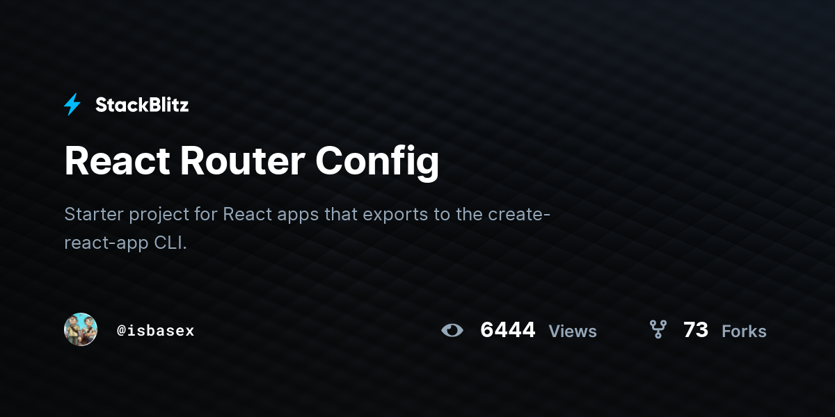 React Router Config - StackBlitz