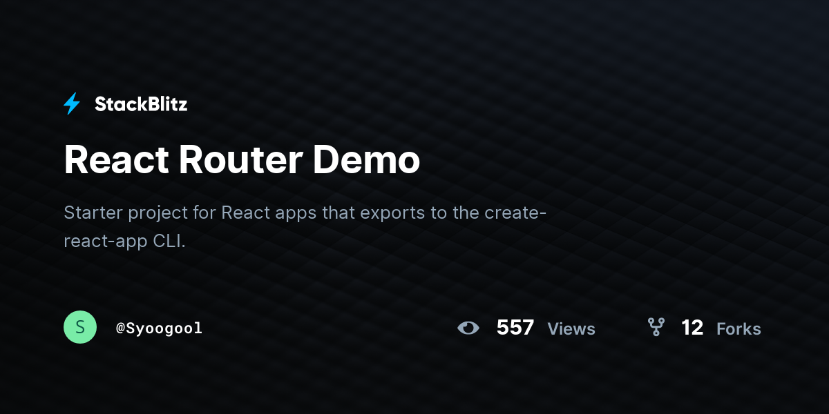 React Router Demo - StackBlitz