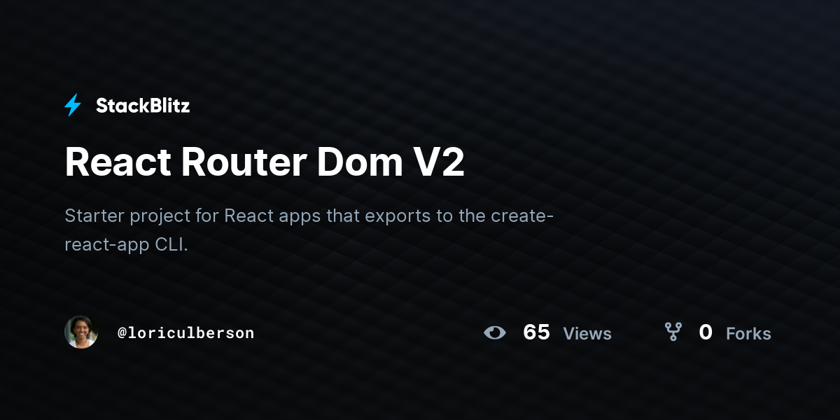React Router Dom V2 - StackBlitz