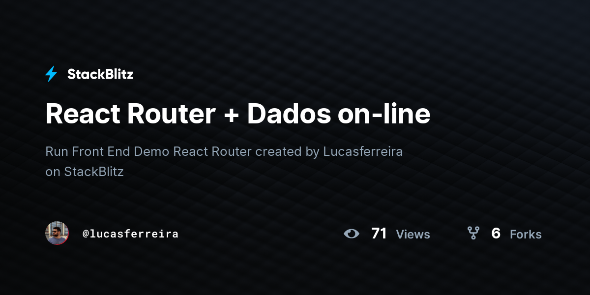 React Router + Dados on-line - StackBlitz