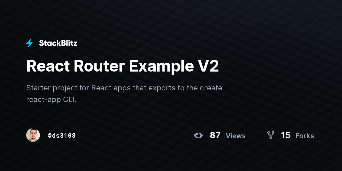 React Router Example V2 StackBlitz