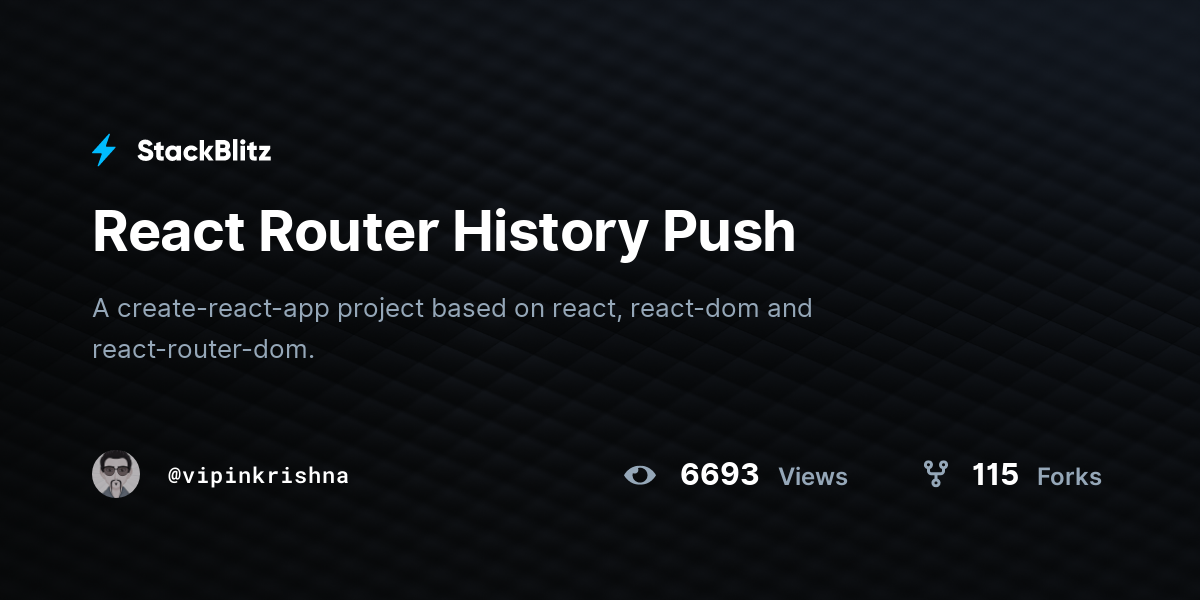 React Router History Push - StackBlitz