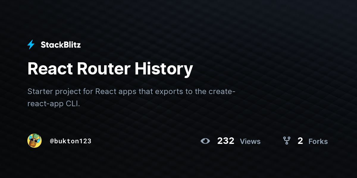 React Router History - StackBlitz