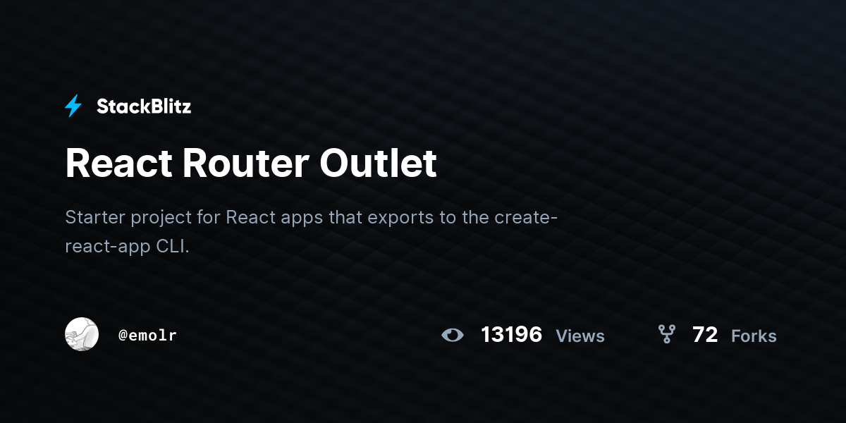 React Router Outlet StackBlitz